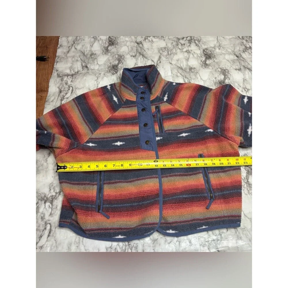 American Eagle Striped Southwestern Fleece Jacket Multicolor size XS Orange blue
